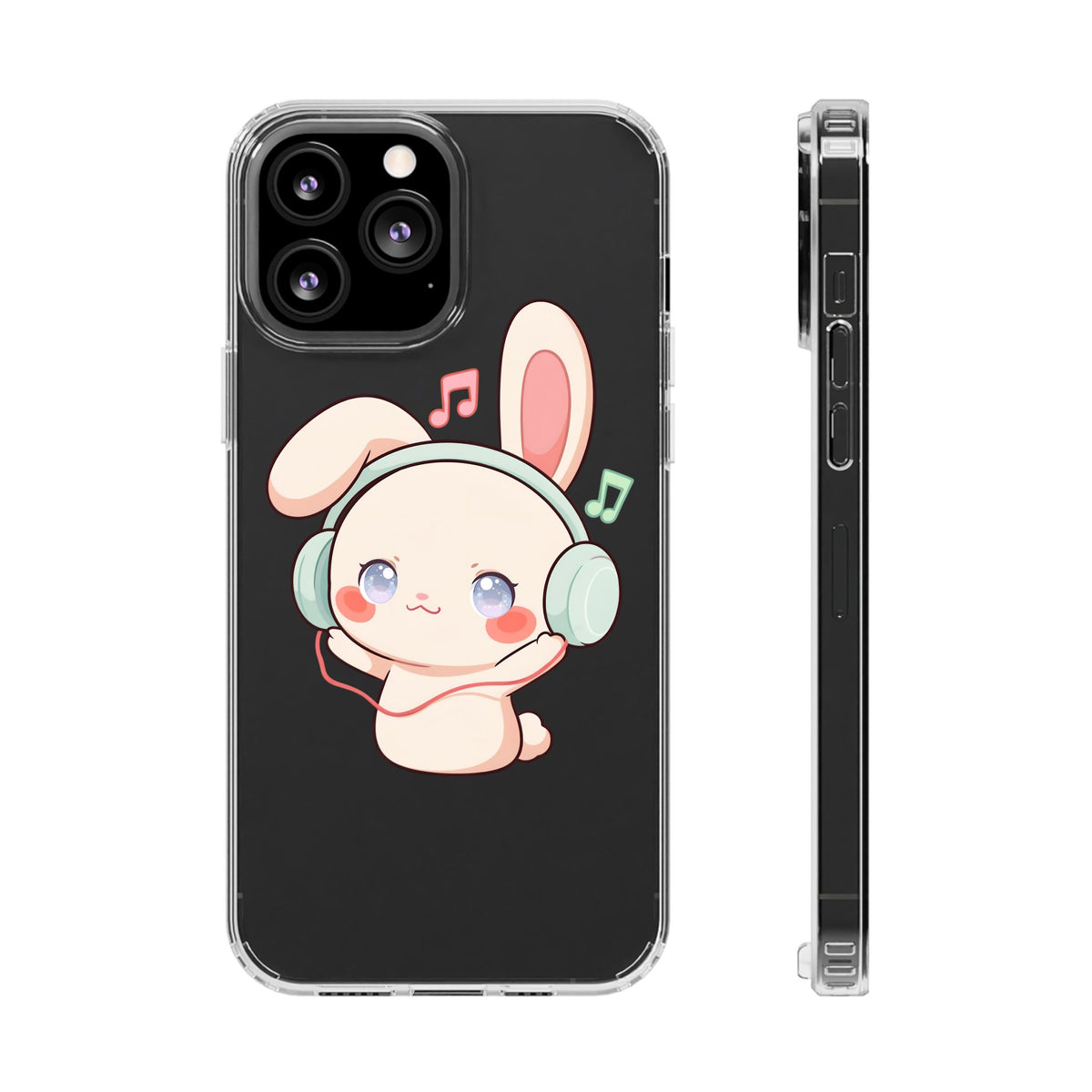 Kawaii Bunny Phone Case, Cute Music Lover Gift