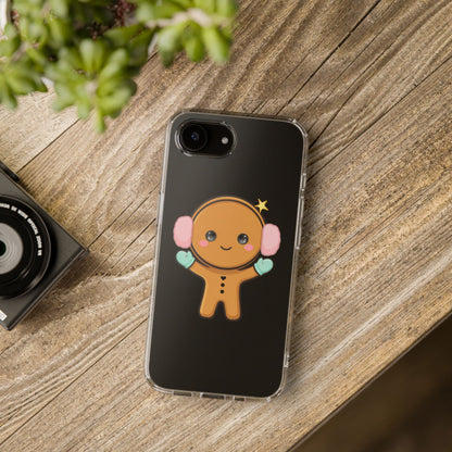 Kawaii Gingerbread Phone Case, Cute Winter Character