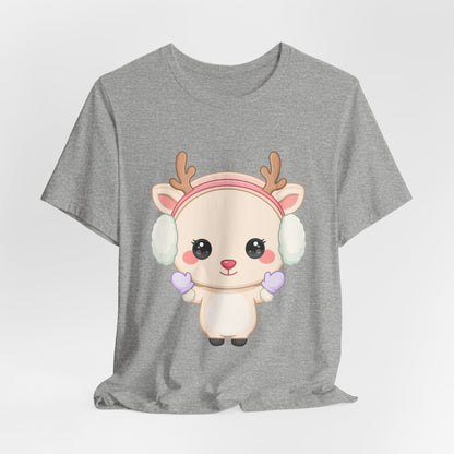 Kawaii Reindeer T-Shirt, Cute Winter Animal Tee