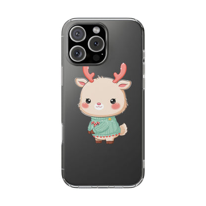 Kawaii Reindeer Clear Impact-Resistant Phone Case