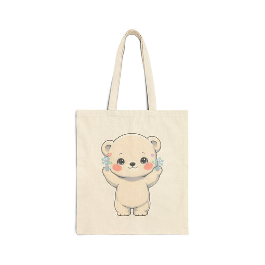 Kawaii Polar Bear Tote Bag, Cute Winter Gift