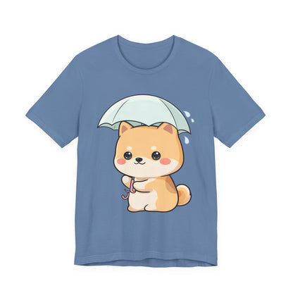 Kawaii Shiba Inu Umbrella T-Shirt for Rainy Day Fans
