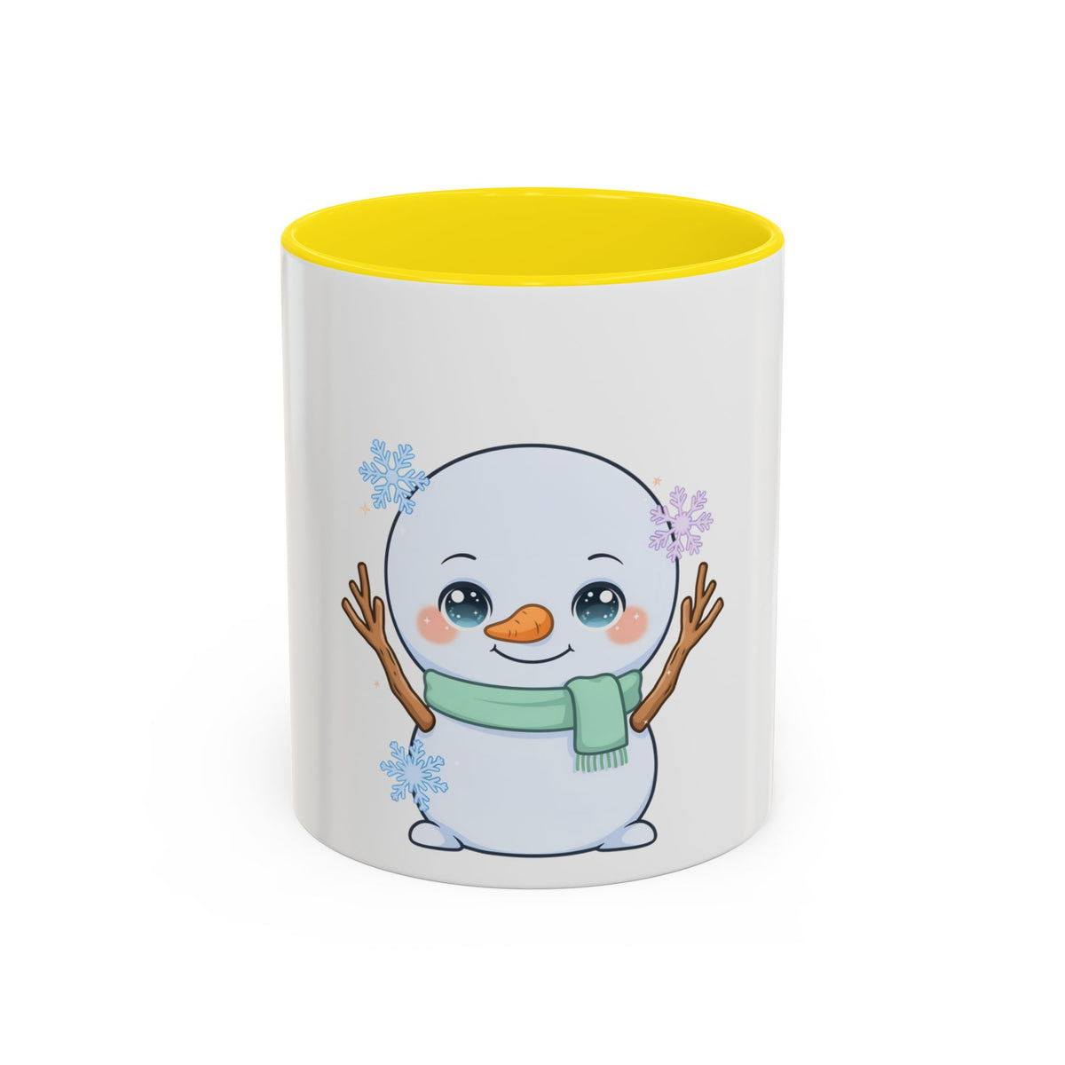 Kawaii Snowman Accent Coffee Mug for Winter Fans
