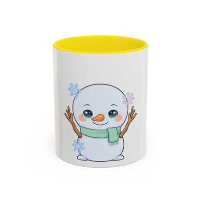 Kawaii Snowman Accent Coffee Mug for Winter Fans