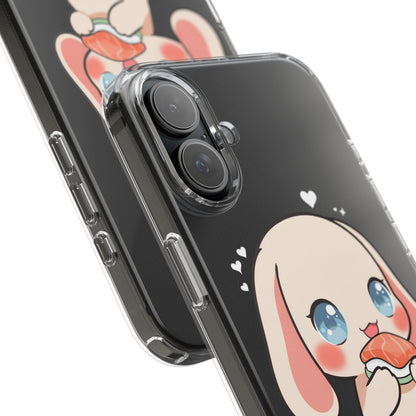 Kawaii Bunny Sushi Phone Case, Clear Impact-Resistant
