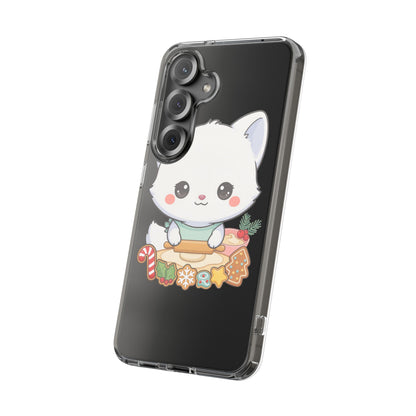 Christmas Fox Clear Phone Case, Kawaii Cookie Baker