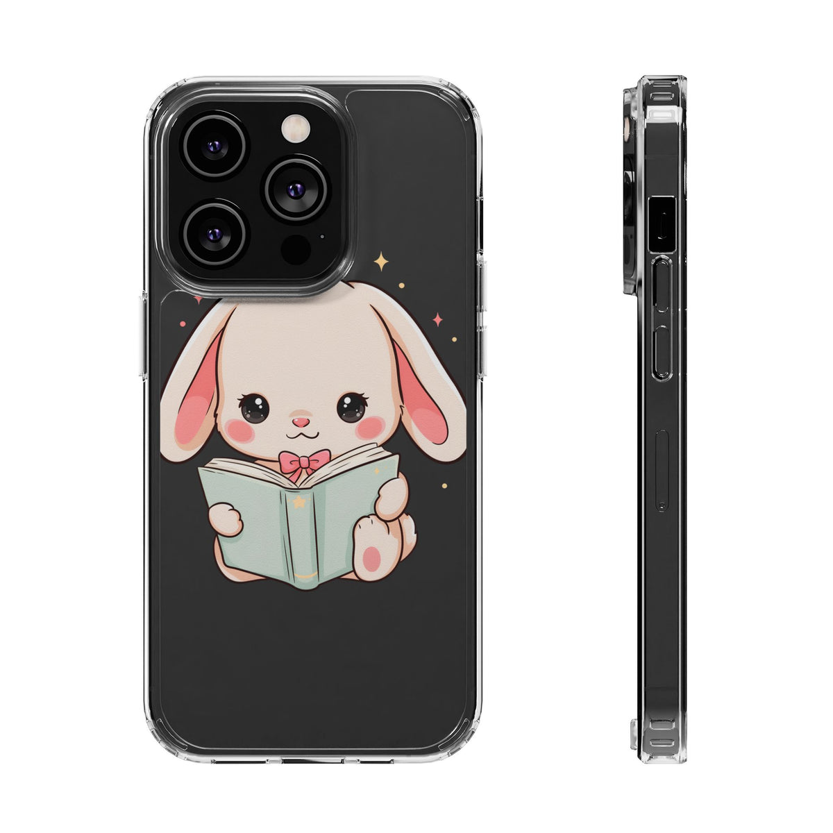 Kawaii Reading Bunny Clear Impact-Resistant Case