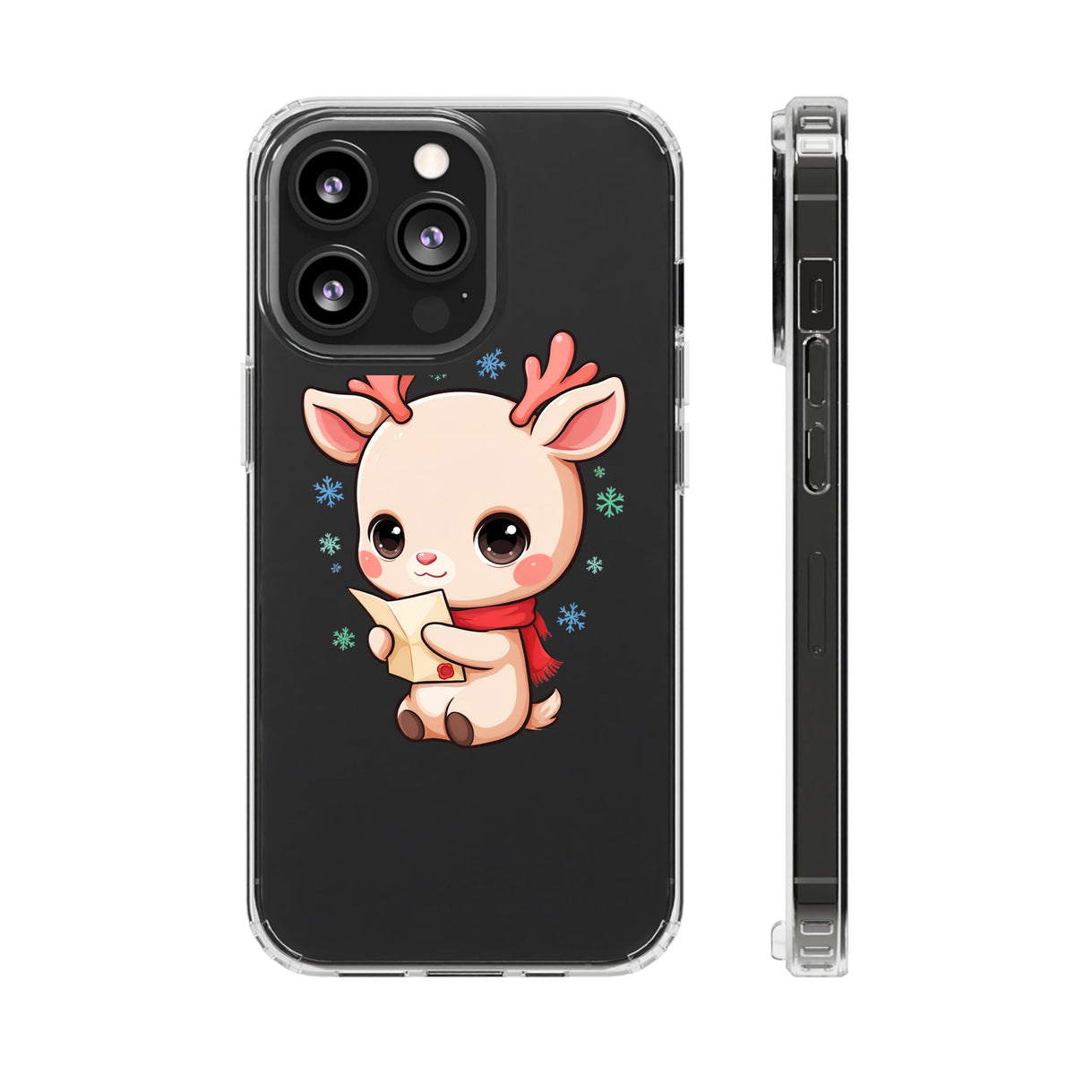 Christmas Reindeer Clear Impact-Resistant Phone Case