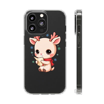 Christmas Reindeer Clear Impact-Resistant Phone Case