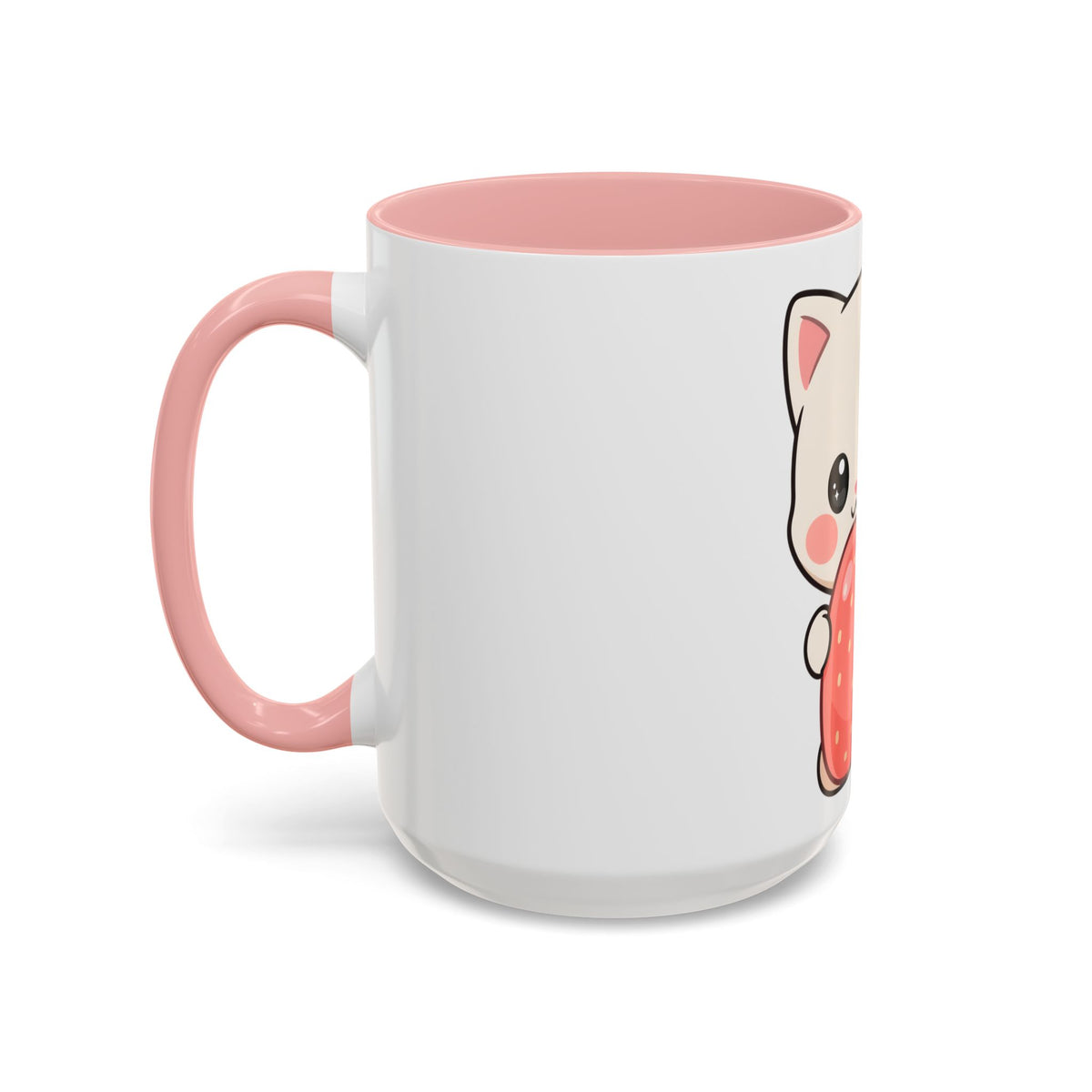 Kawaii Cat Strawberry Accent Coffee Mug