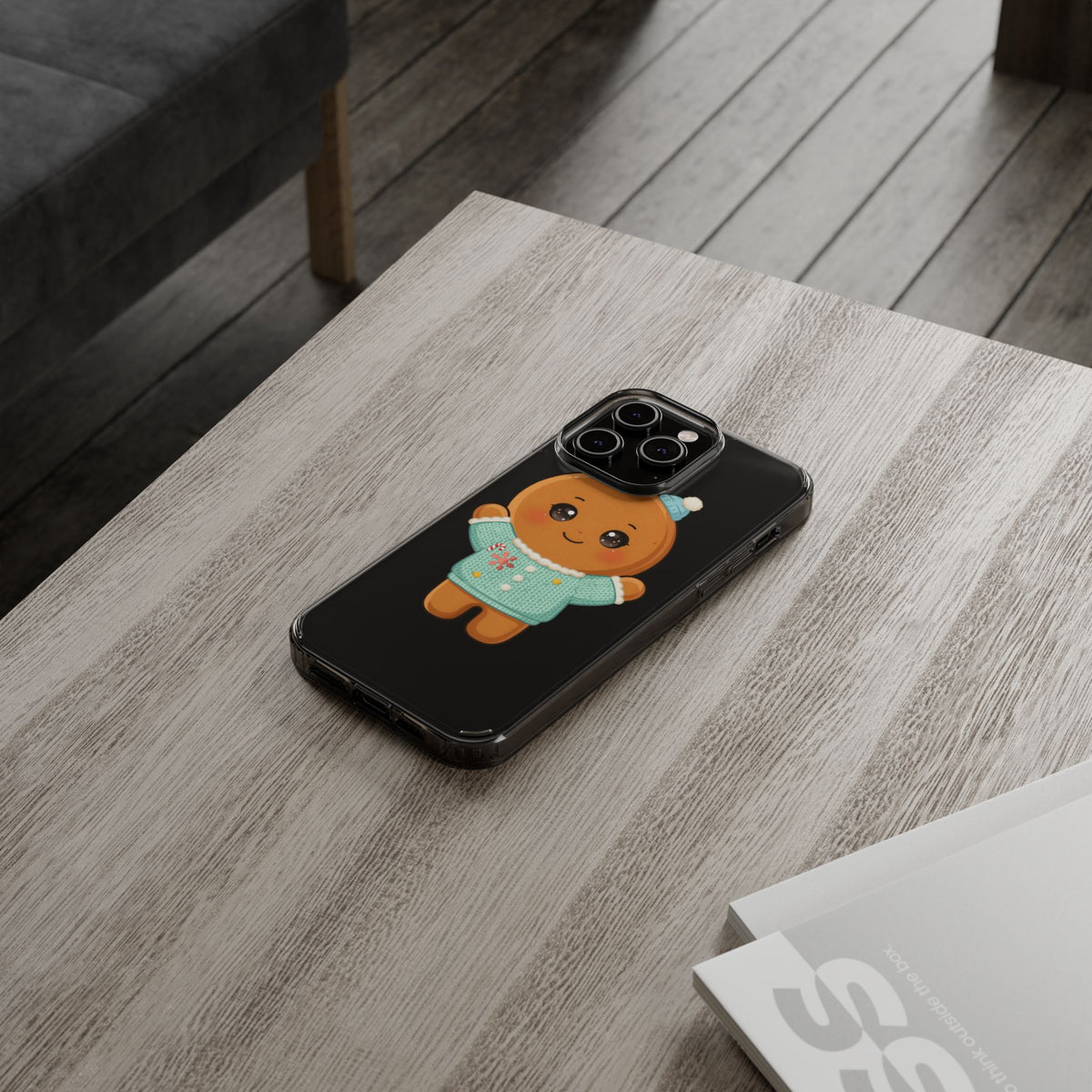 Kawaii Gingerbread Phone Case, Cute Christmas Sweater Cookie