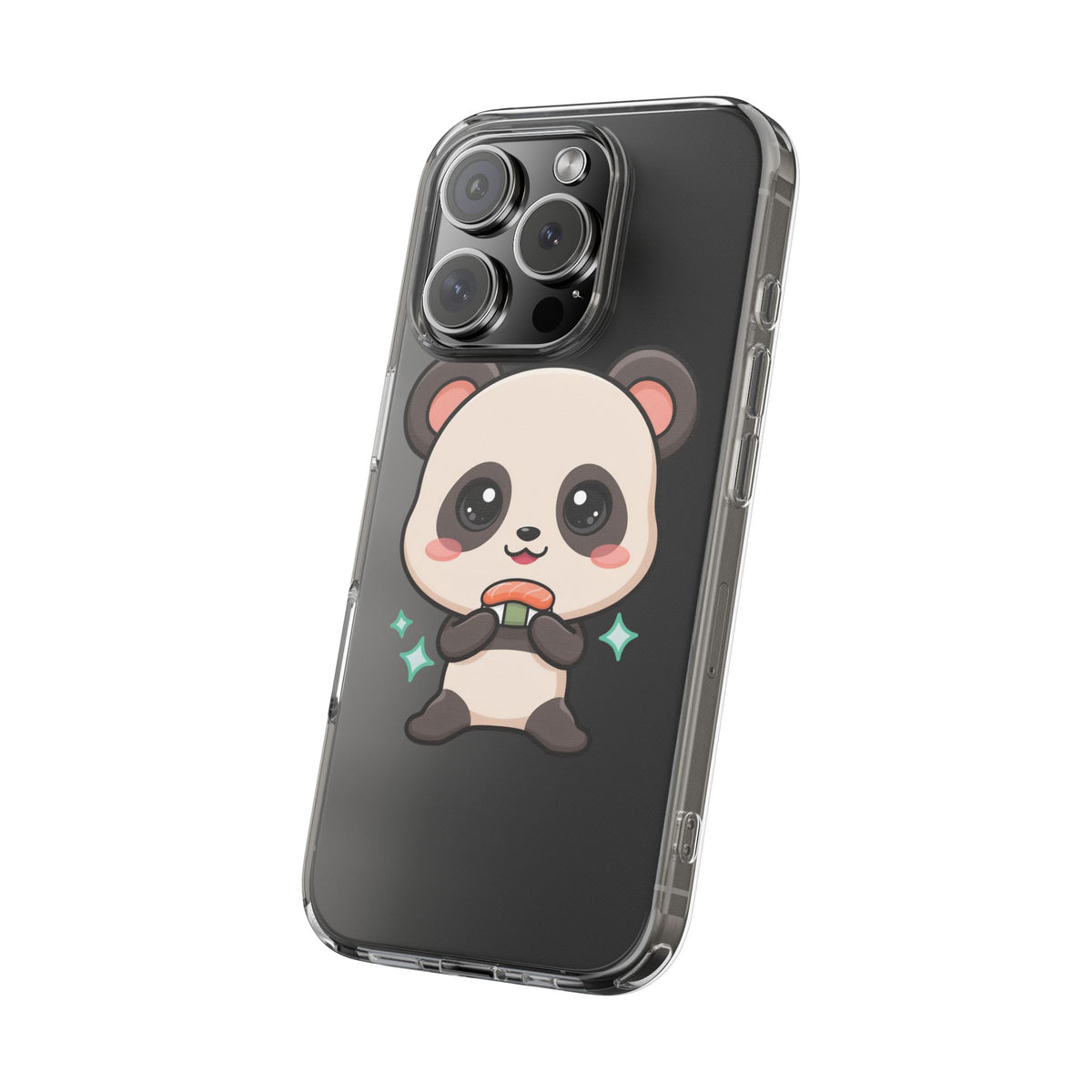Kawaii Panda Sushi Phone Case, Clear Impact-Resistant Case