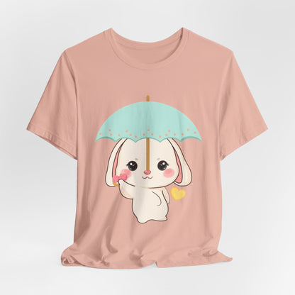 Kawaii Bunny T-Shirt, Cute Umbrella Rabbit Tee