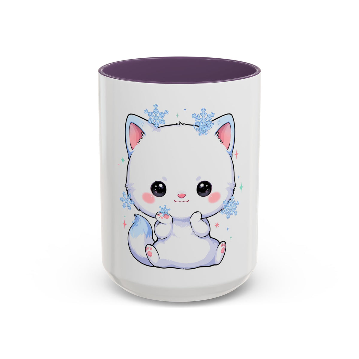 Kawaii Arctic Fox Accent Coffee Mug for Cozy Mornings