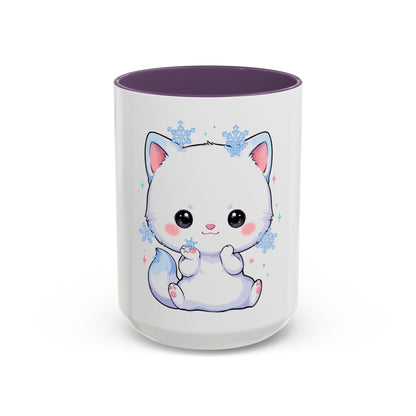 Kawaii Arctic Fox Accent Coffee Mug for Cozy Mornings