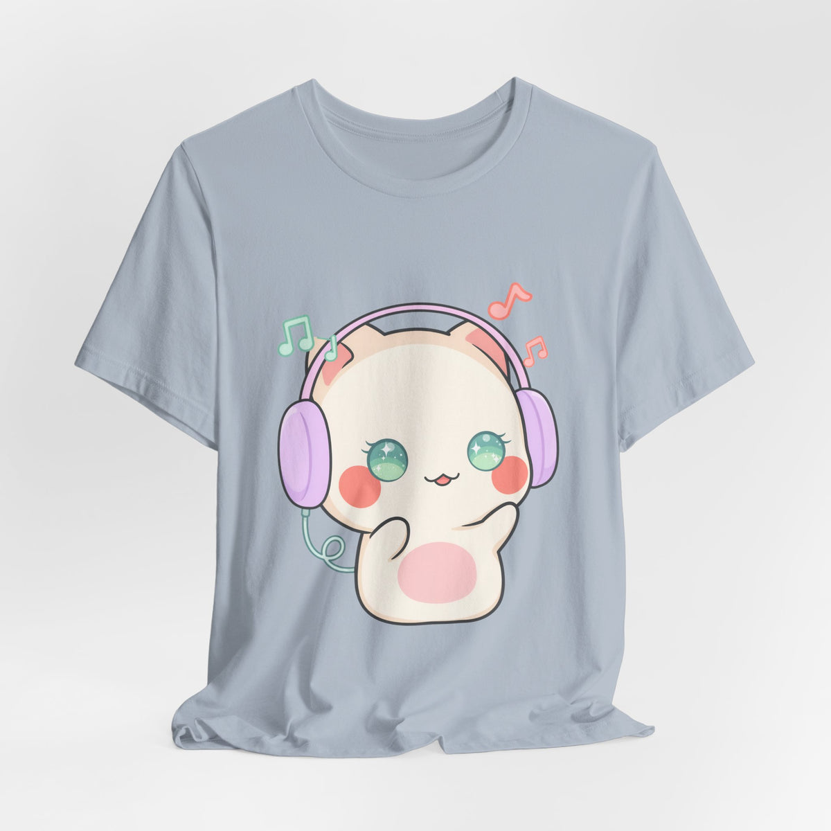 Kawaii Cat Music Lover T-Shirt, Cute Headphone Kitty Tee