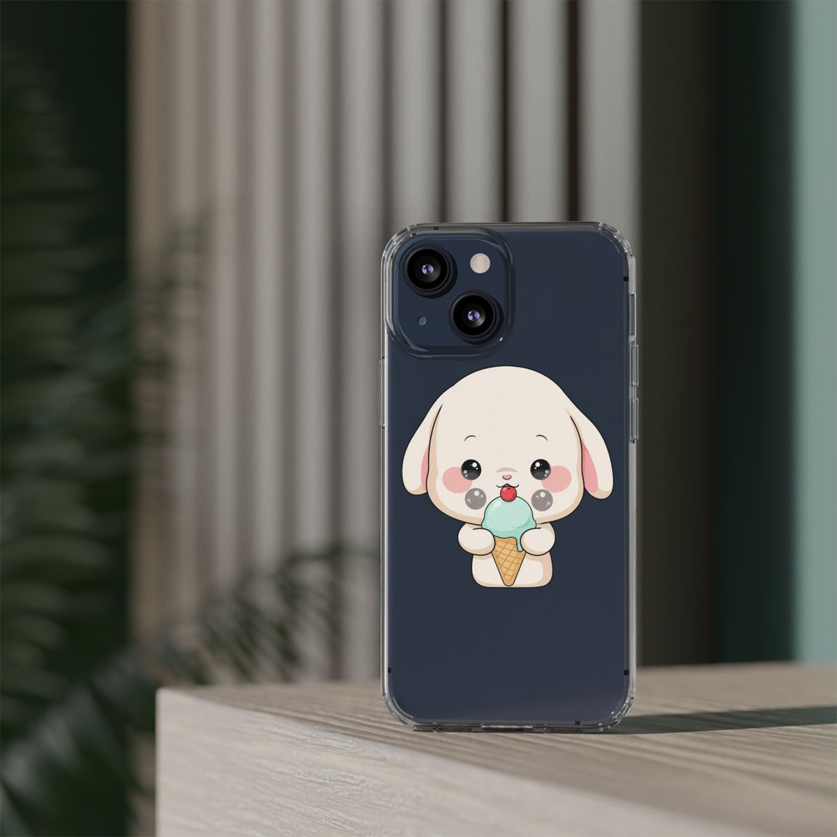Kawaii Bunny Phone Case, Ice Cream Cutie Clear Case