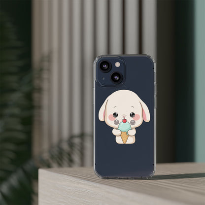 Kawaii Bunny Phone Case, Ice Cream Cutie Clear Case