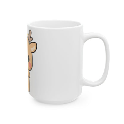 Kawaii Reindeer Mug for a Cheerful Holiday Desk