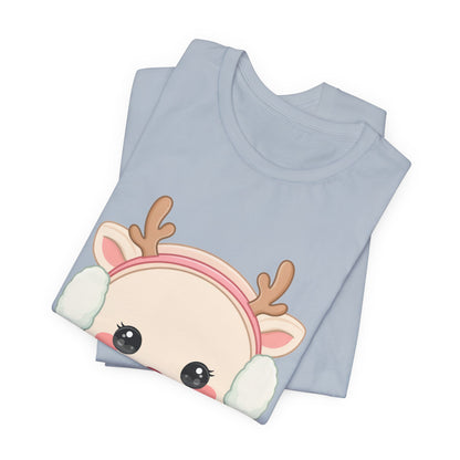 Kawaii Reindeer T-Shirt, Cute Winter Animal Tee