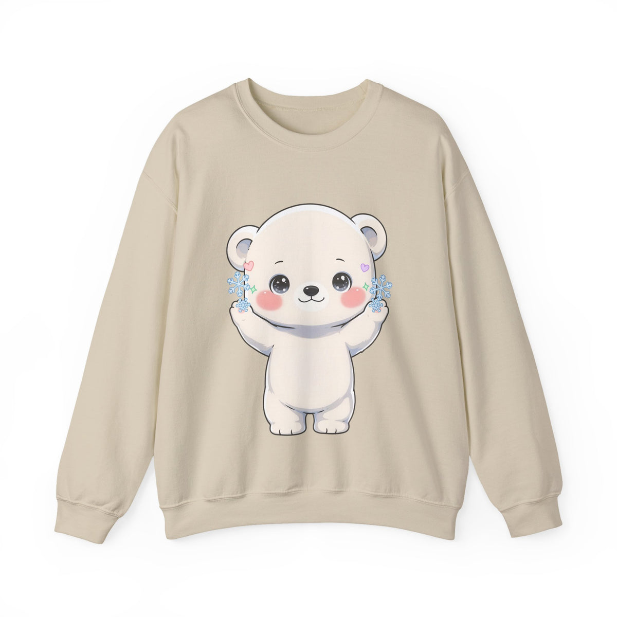 Kawaii Polar Bear Sweatshirt, Cute Snowflake Crewneck