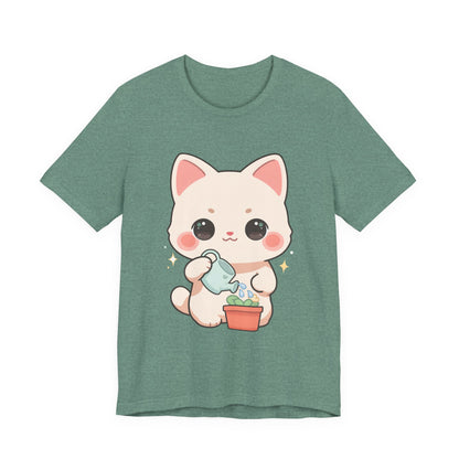 Kawaii Cat Gardening T-Shirt for Plant Lovers