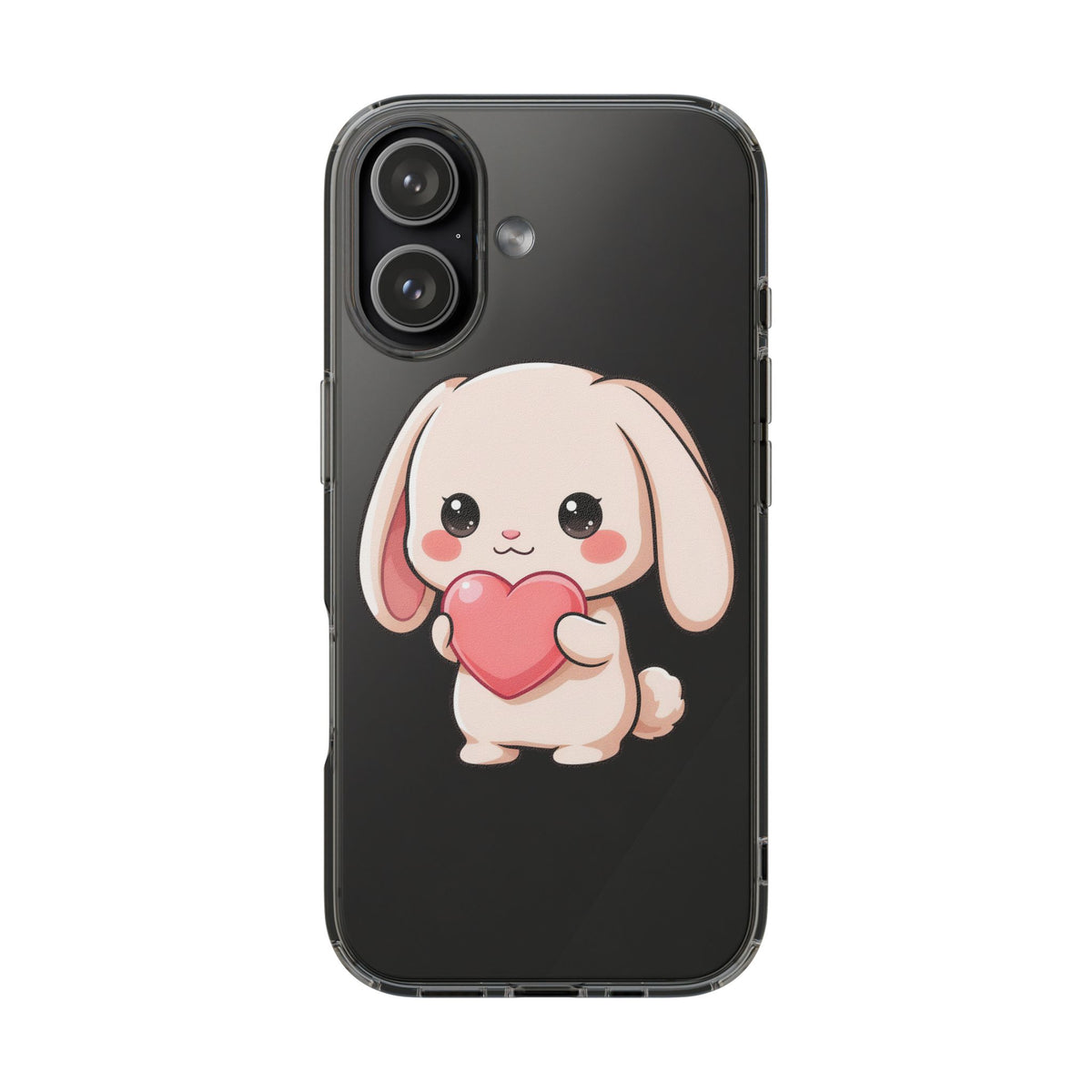 Kawaii Bunny Clear Phone Case with Heart