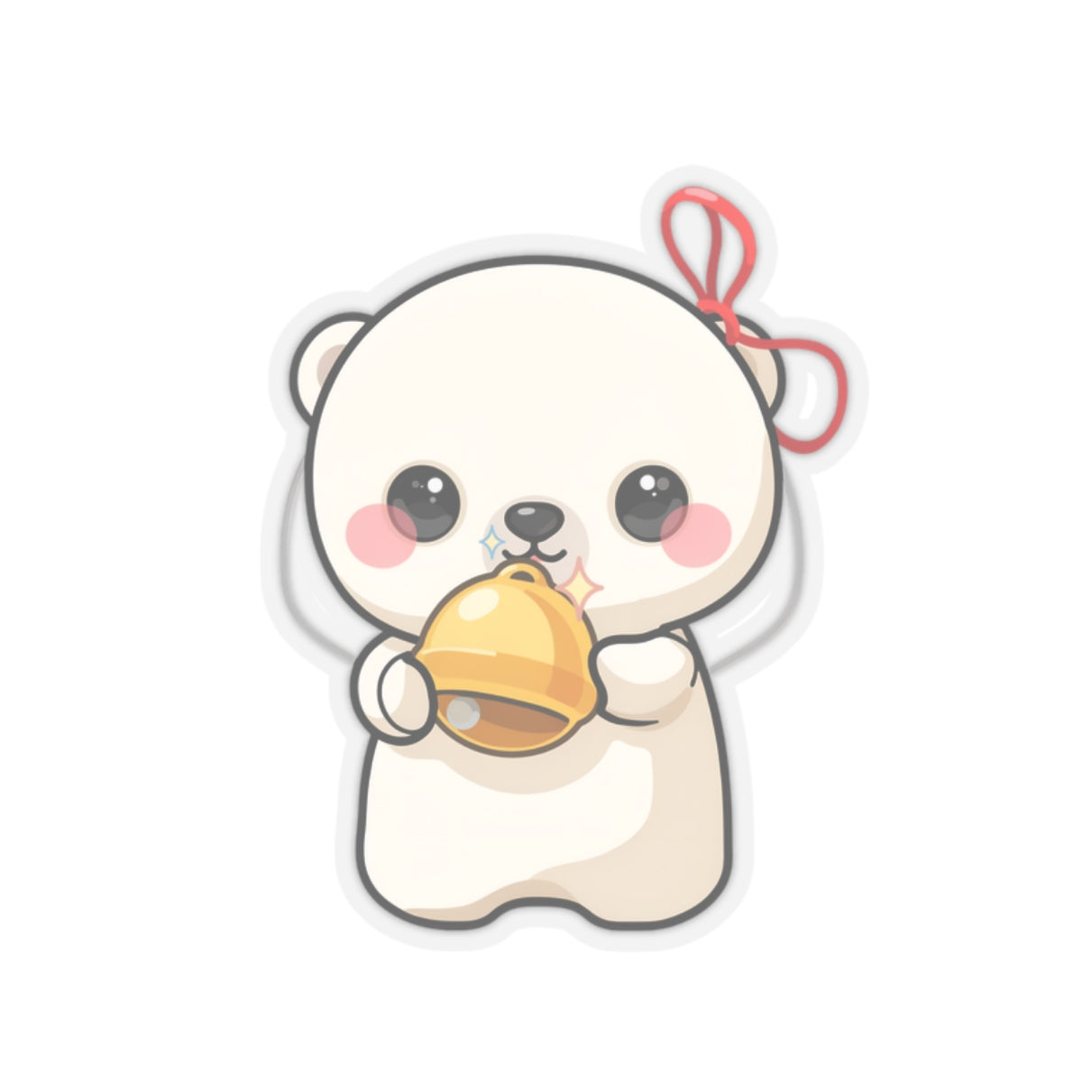Kawaii Polar Bear Sticker, Cute Jingle Bell Cub