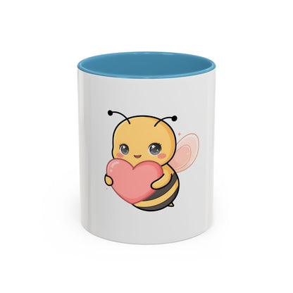 Kawaii Bee Accent Coffee Mug with Pink Heart