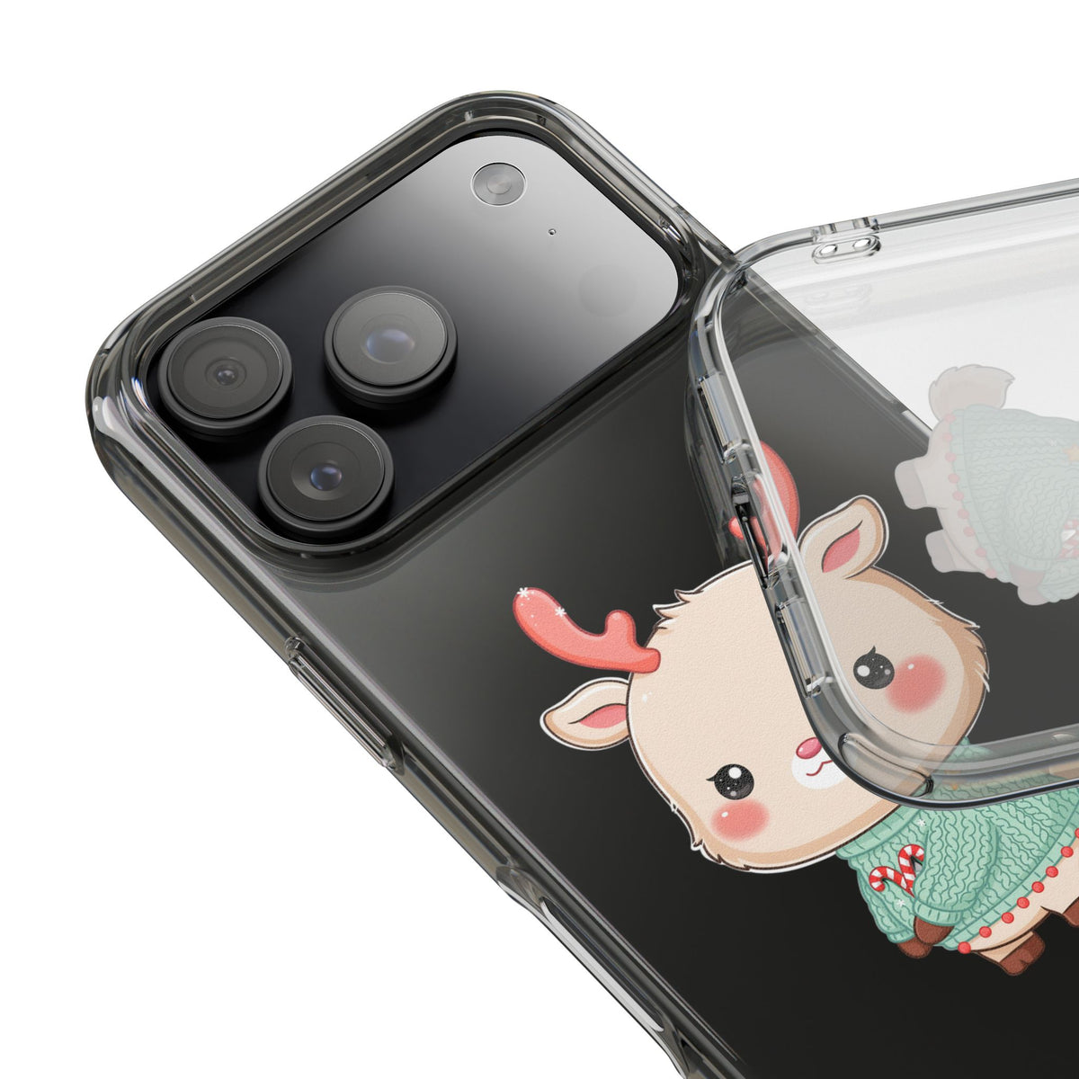 Kawaii Reindeer Clear Impact-Resistant Phone Case