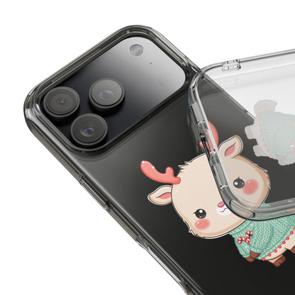 Kawaii Reindeer Clear Impact-Resistant Phone Case