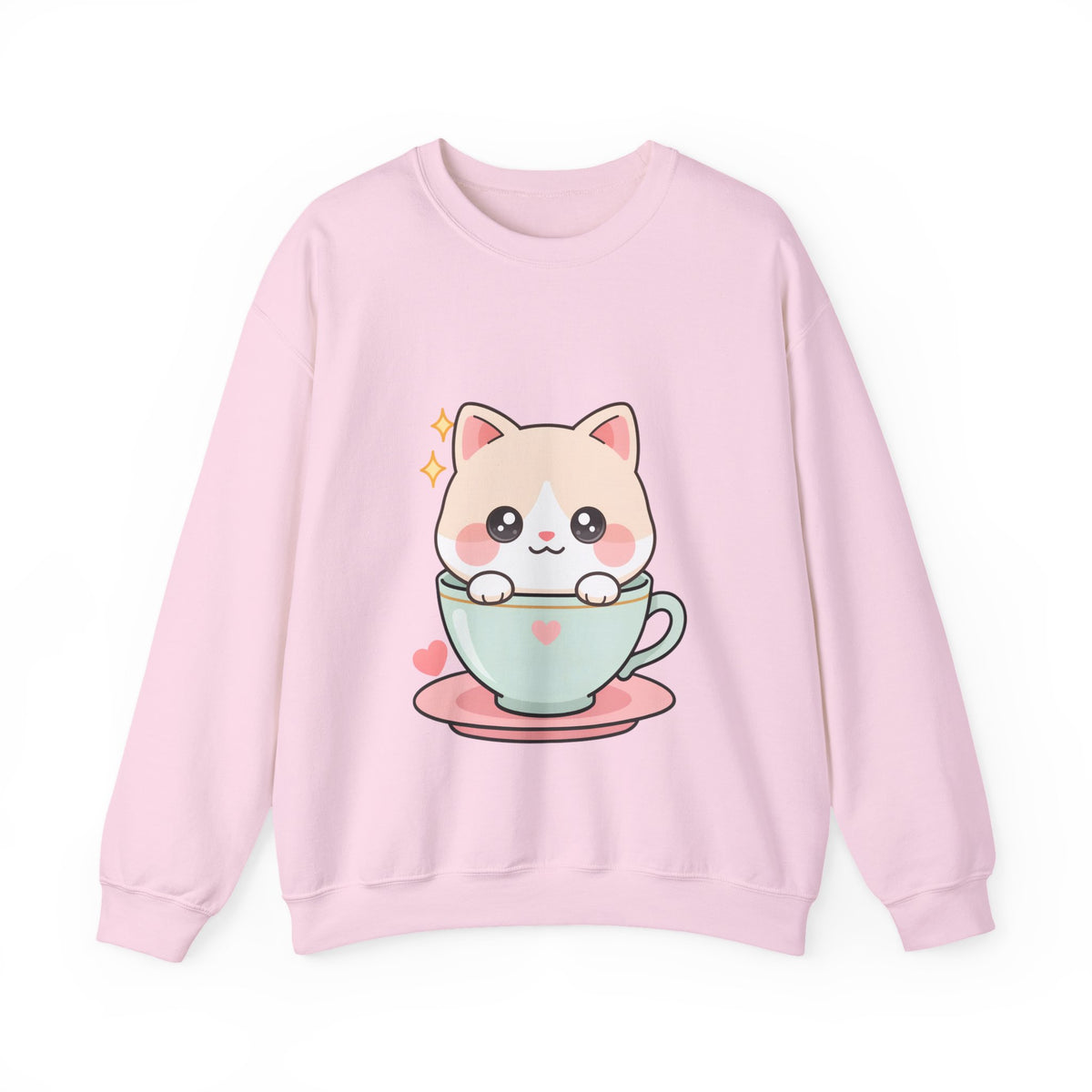 Kawaii Cat Sweatshirt, Cute Cat in Teacup Crewneck