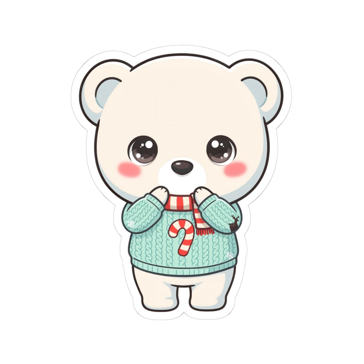 Kawaii Polar Bear Christmas Sticker for Cozy Holiday Cheer