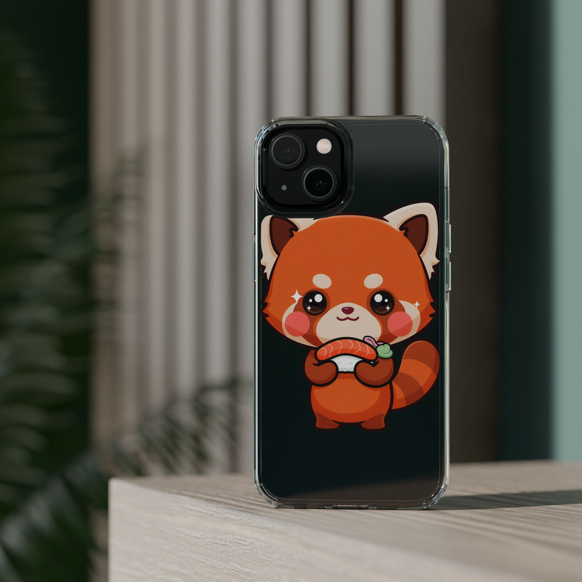 Red Panda Sushi Phone Case, Cute Kawaii Clear Case