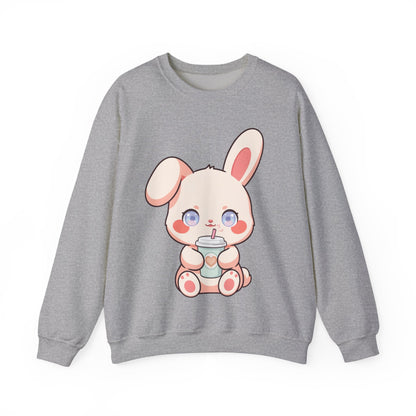 Kawaii Bunny Sweatshirt, Cute Latte Lover Crewneck