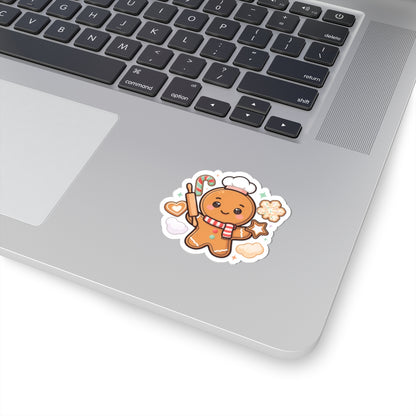 Kawaii Gingerbread Baker Christmas Kiss-Cut Sticker
