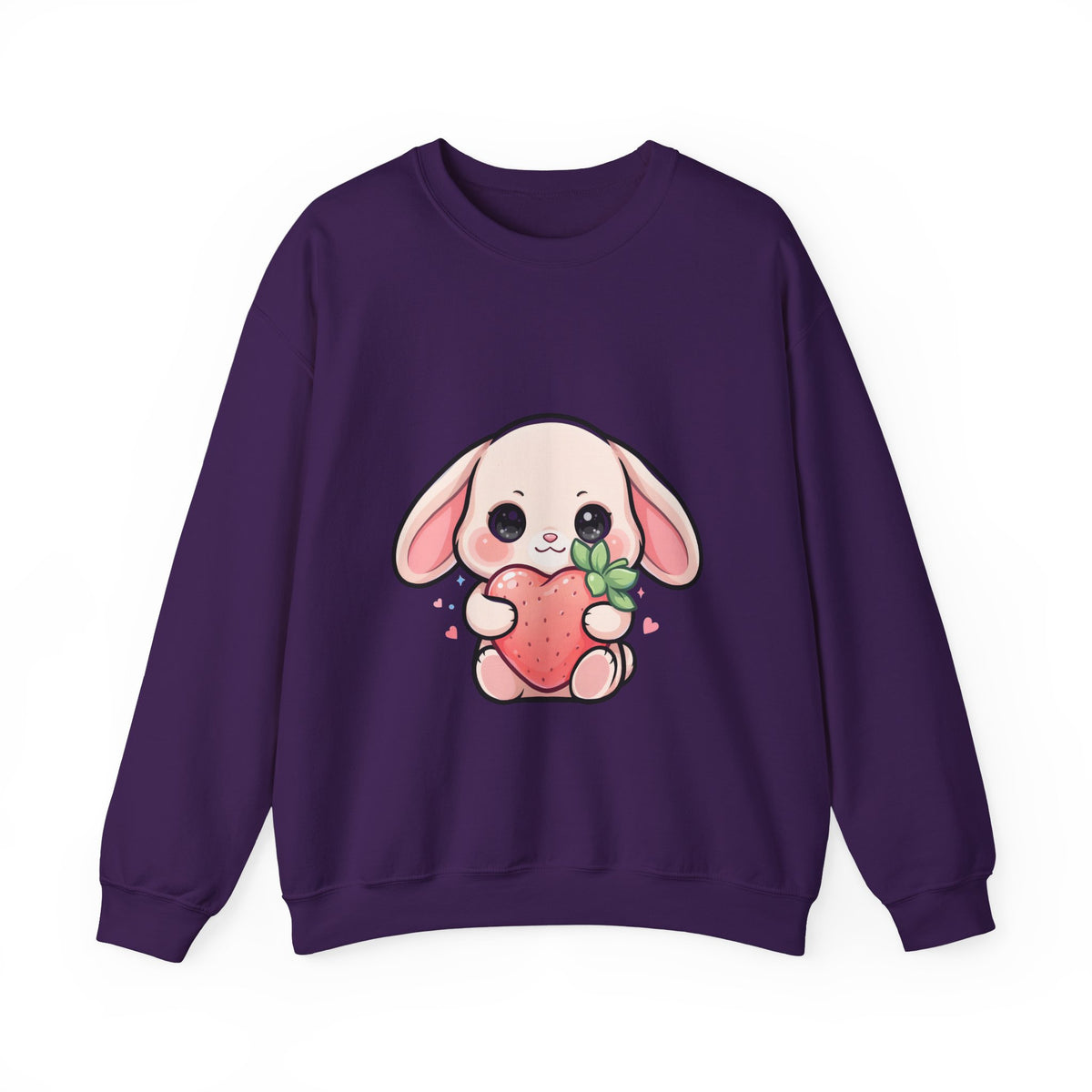 Kawaii Bunny Sweatshirt Hugging a Strawberry