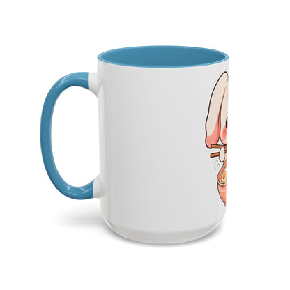 Kawaii Ramen Bunny Accent Coffee Mug, 11 oz or 15 oz