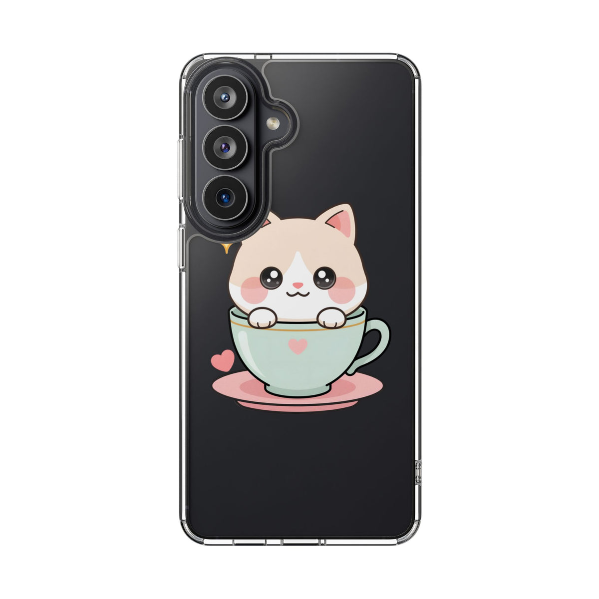 Kawaii Cat Phone Case, Cute Teacup Kitty Gift