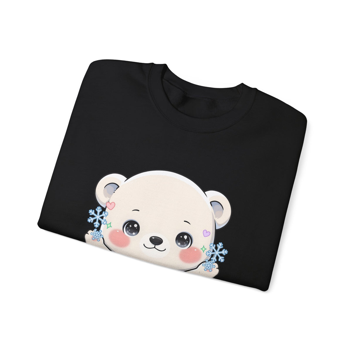 Kawaii Polar Bear Sweatshirt, Cute Snowflake Crewneck