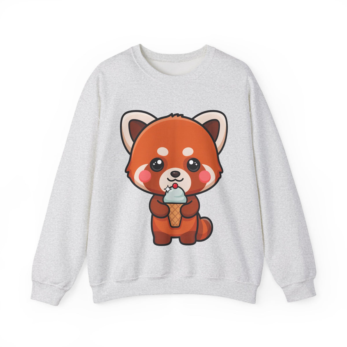 Kawaii Red Panda Sweatshirt, Cute Ice Cream Animal Crewneck