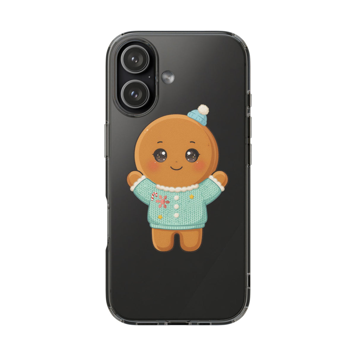 Kawaii Gingerbread Phone Case, Cute Christmas Sweater Cookie
