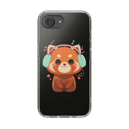Red Panda Phone Case, Kawaii Music Lover Clear Case