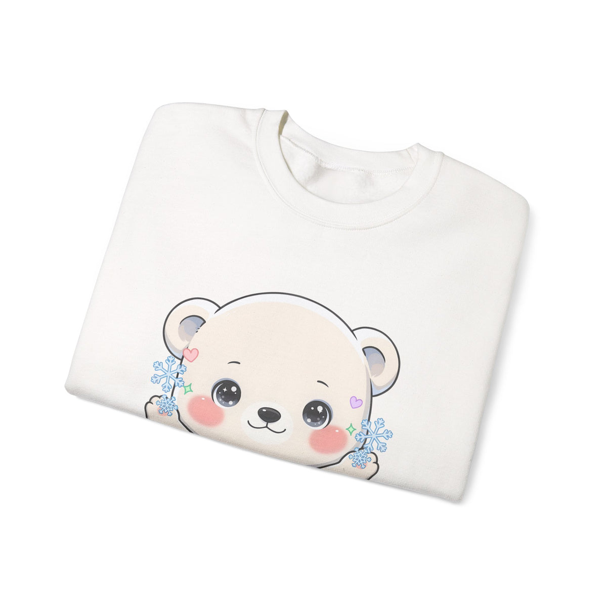 Kawaii Polar Bear Sweatshirt, Cute Snowflake Crewneck