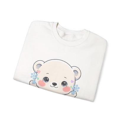 Kawaii Polar Bear Sweatshirt, Cute Snowflake Crewneck