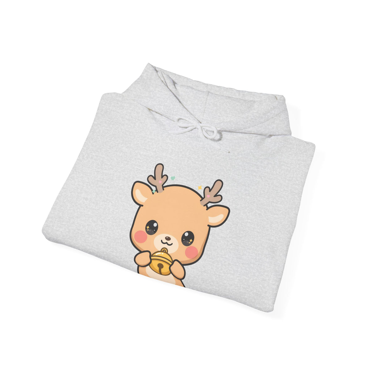 Kawaii Reindeer Hoodie, Cute Christmas Jingle Bell Sweatshirt