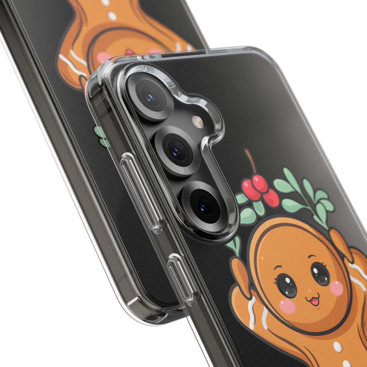 Kawaii Gingerbread Phone Case with Mistletoe Cheer