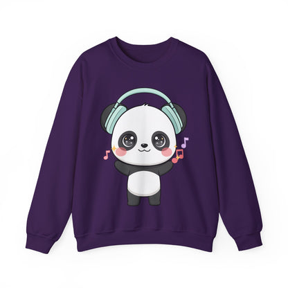 Kawaii Panda Music Sweatshirt, Cute Headphone Panda Crewneck