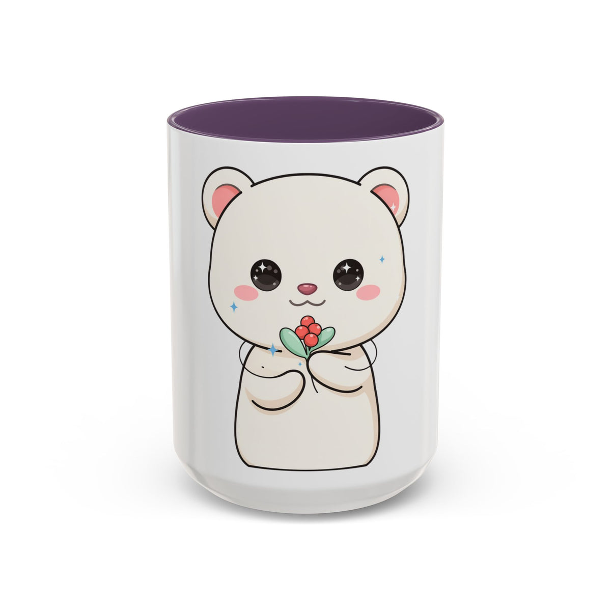 Kawaii Polar Bear Christmas Mug with Mistletoe
