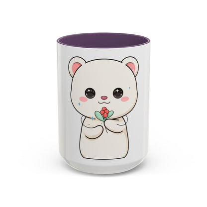 Kawaii Polar Bear Christmas Mug with Mistletoe